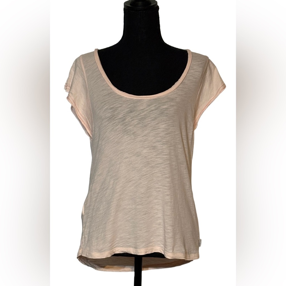 Eddie Bauer XS Blush Scoop Neck Tee 🌸 Modal Cotton Slub Knit Top